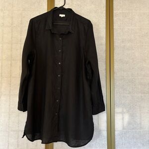 NWOT Garnet Hill Black Linen Button-Down Shirt, Size XL